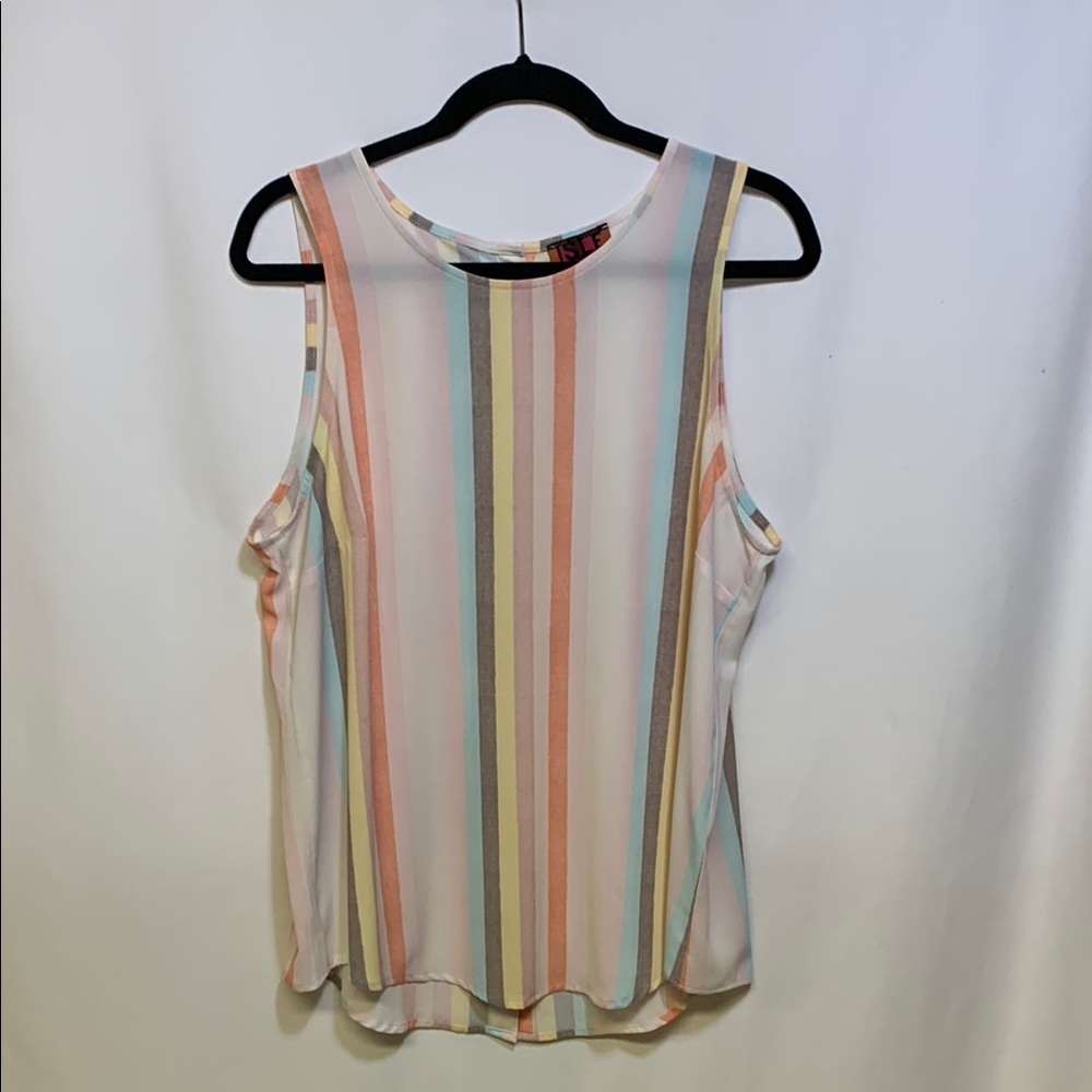 Cream and Pink Striped Tank Top with Relaxed Fit
